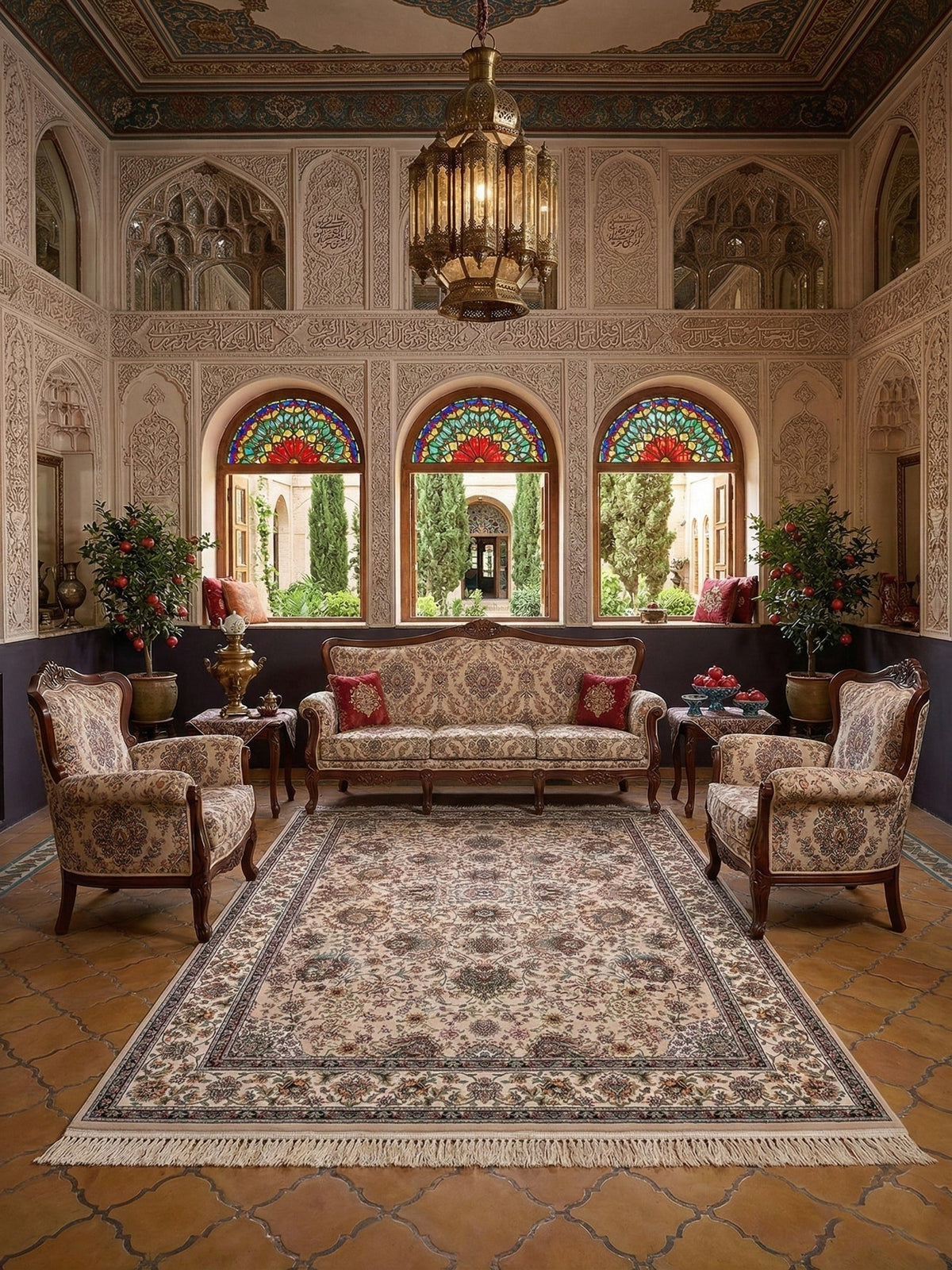 Manar Iranian Imported 1500 Reeds Cream Rug