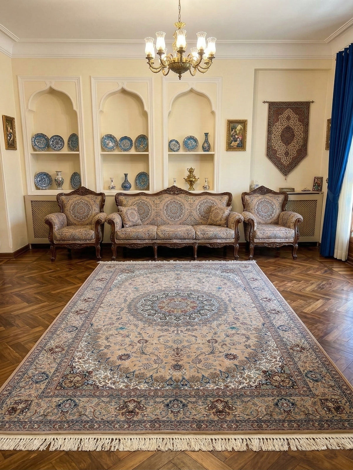 Sabina Iranian Imported 1500 Reeds Beige Rug
