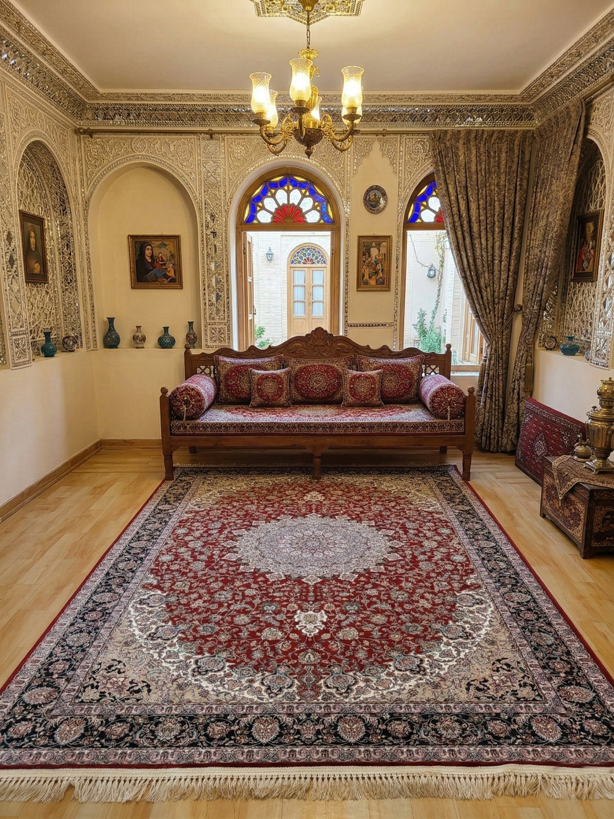 Mawadda Iranian Imported 1500 Reeds Maroon Rug