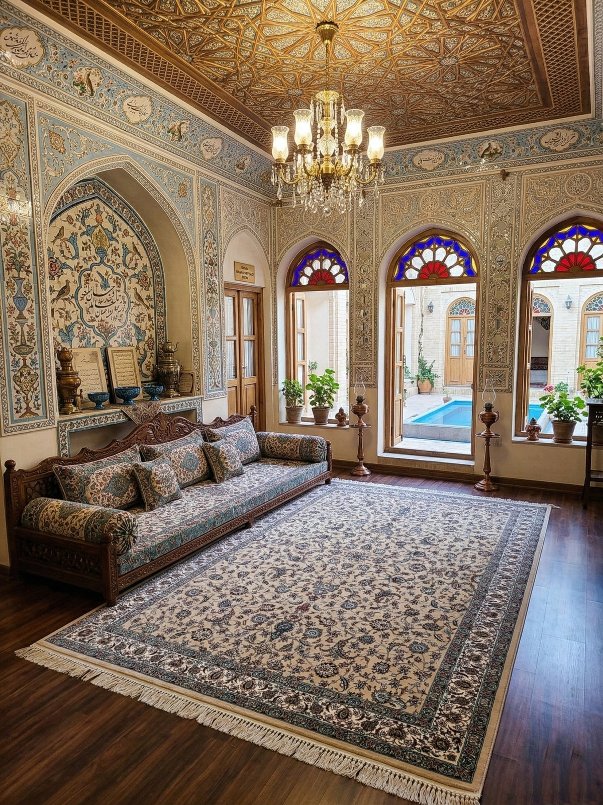 Maysam Iranian Imported 1500 Reeds Beige Rug