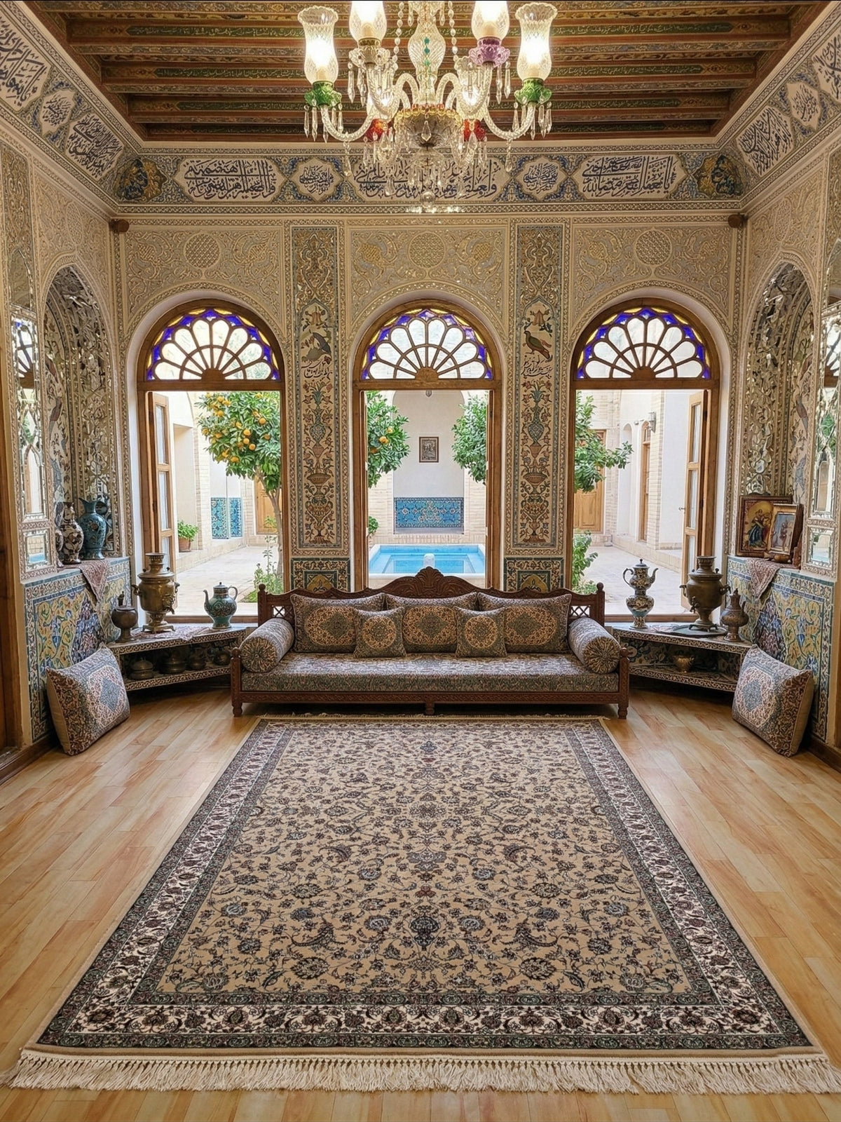 Najiba Iranian Imported 1500 Reeds Black Rug