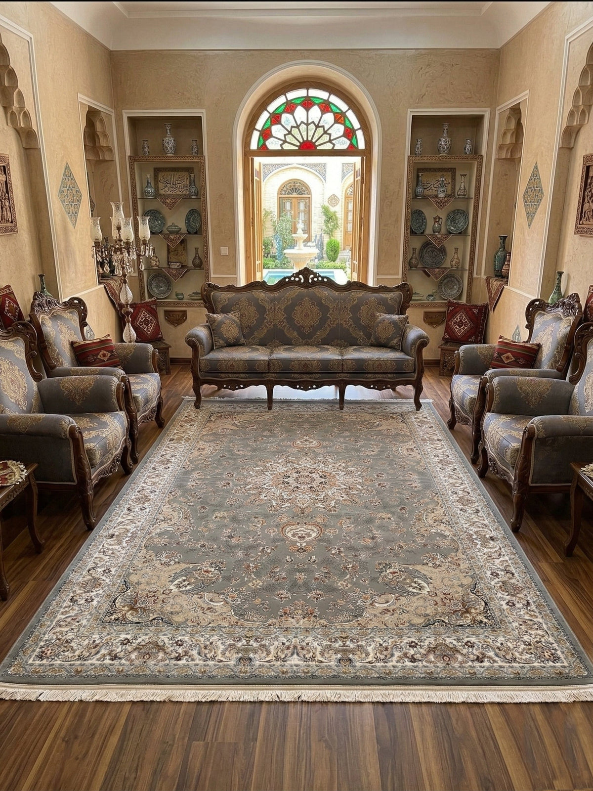 Nashita Iranian Imported 1500 Reeds Grey Rug