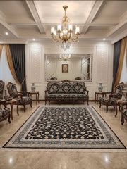 Nuzhat Iranian Imported 1500 Reeds Black Rug