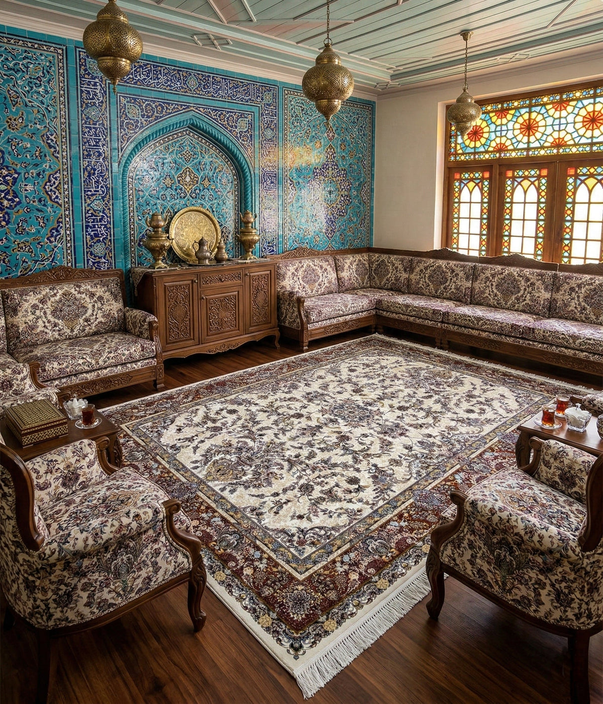 Homa Iranian Imported 1500 Reeds Off White Rug