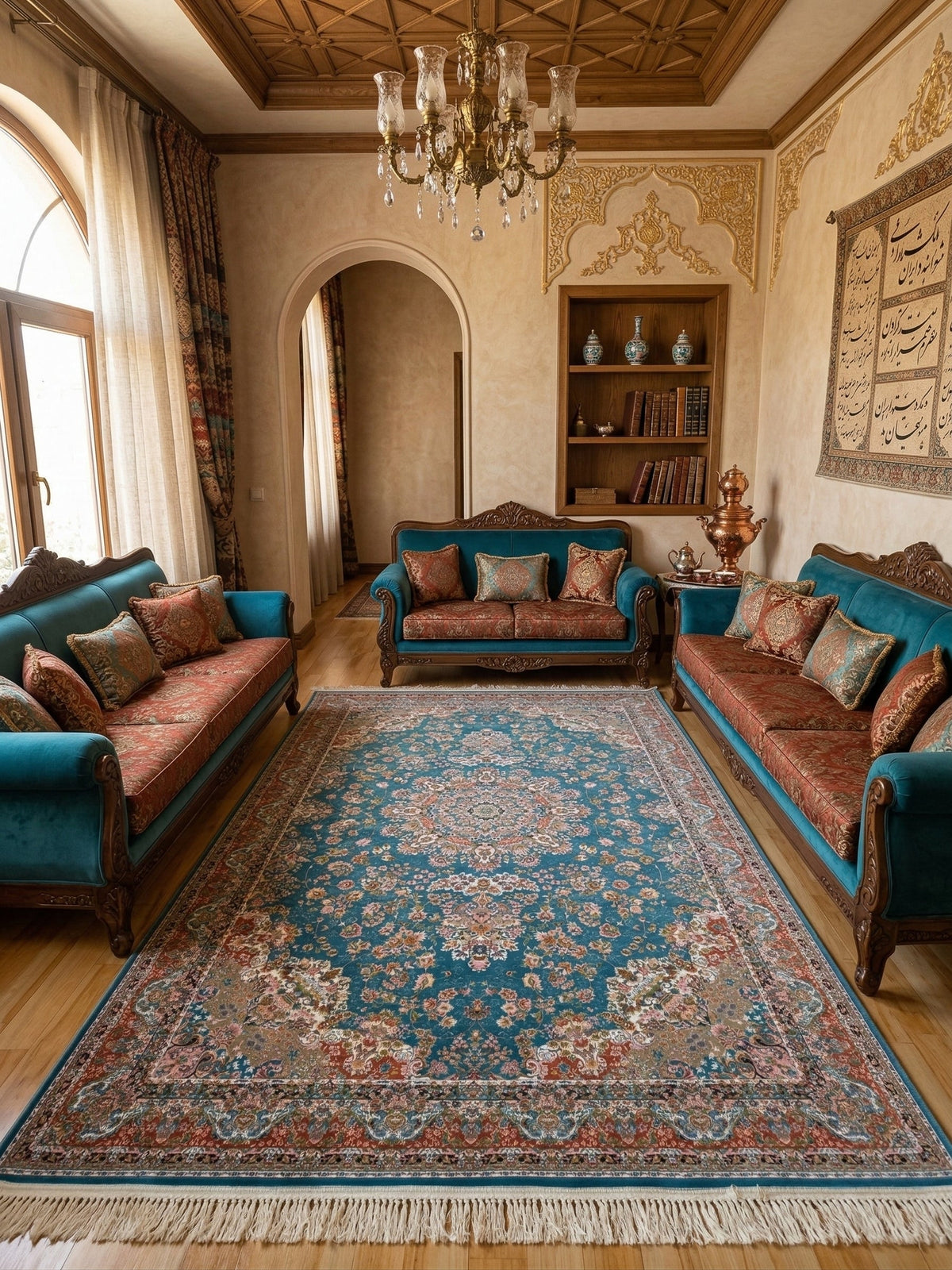 Dariah Iranian Imported 1500 Reeds Dark Blue Rug