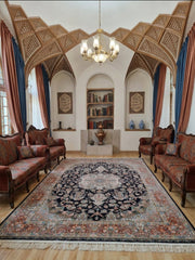 Dhuha Iranian Imported 1500 Reeds Black Rug