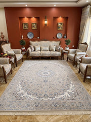 Fatin Iranian Imported 1500 Reeds Off Grey Rug