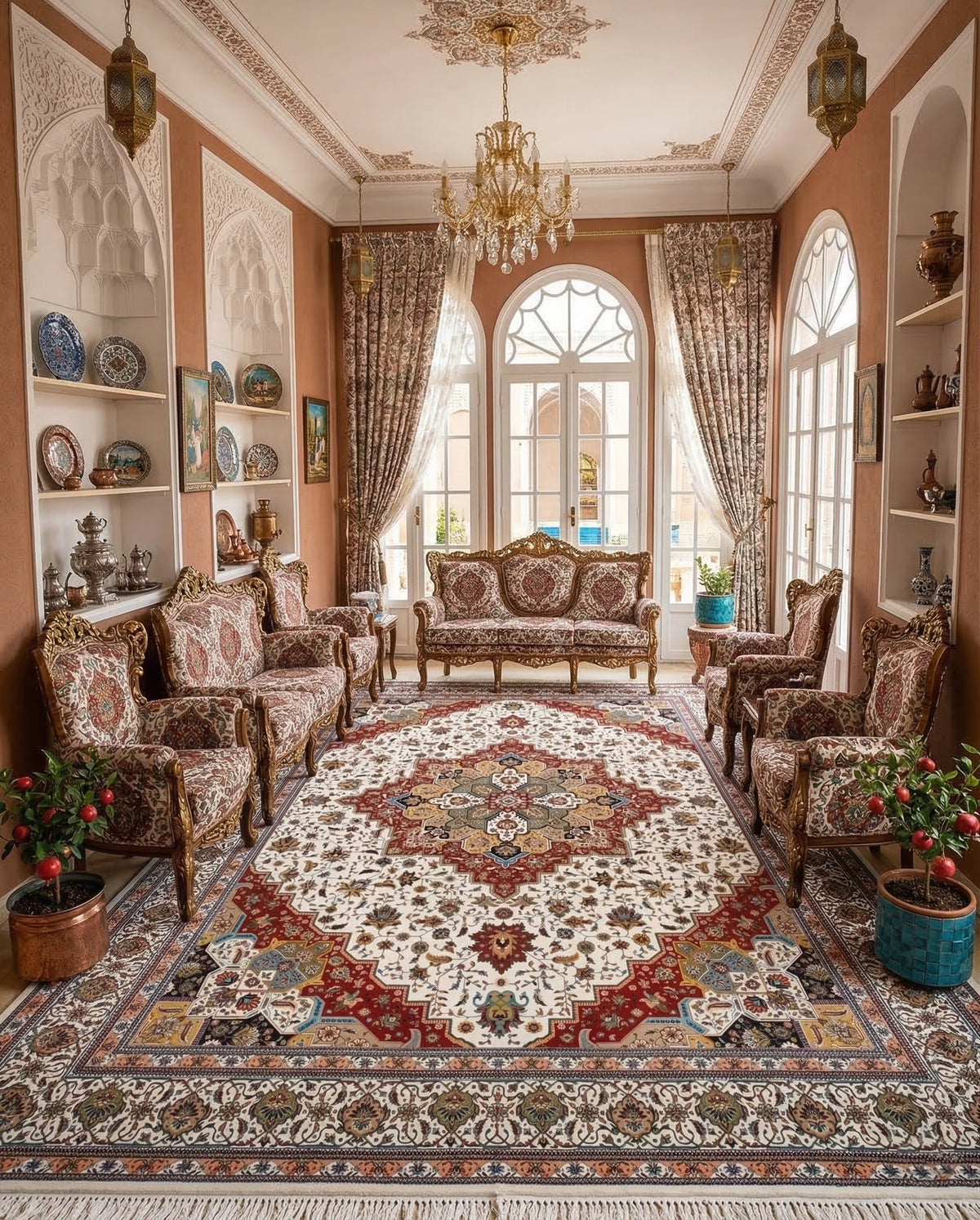 Shazia Iranian Imported 1500 Reeds Off White Rug