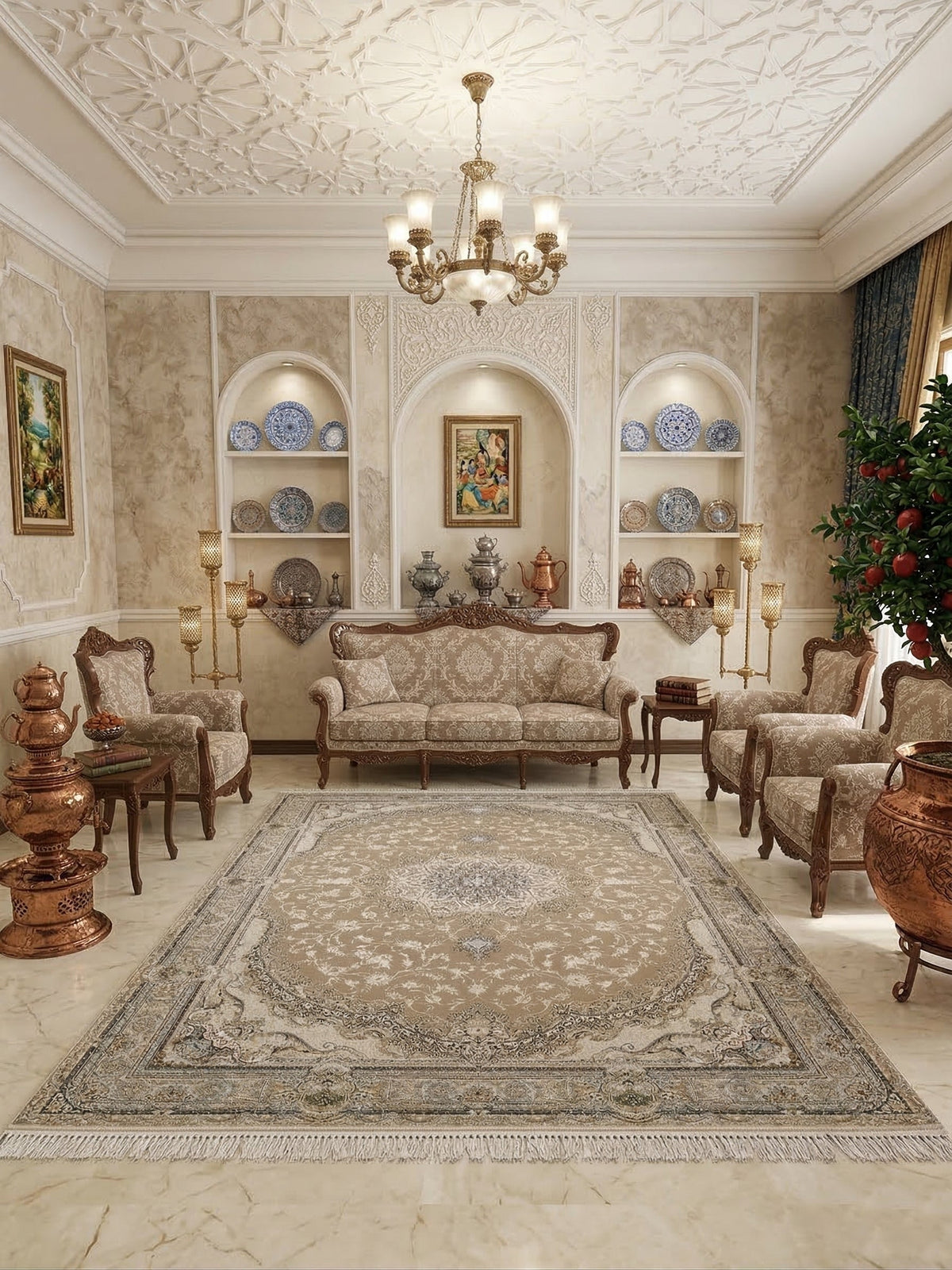 Eimanah Iranian Imported 1500 Reeds Brown Rug