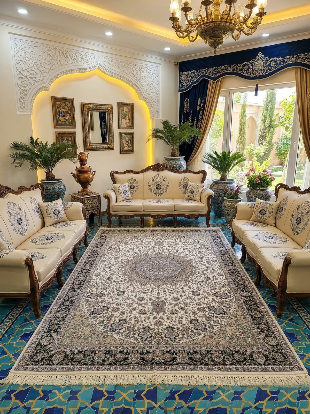 Sehrish Iranian Imported 1500 Reeds Off White Rug