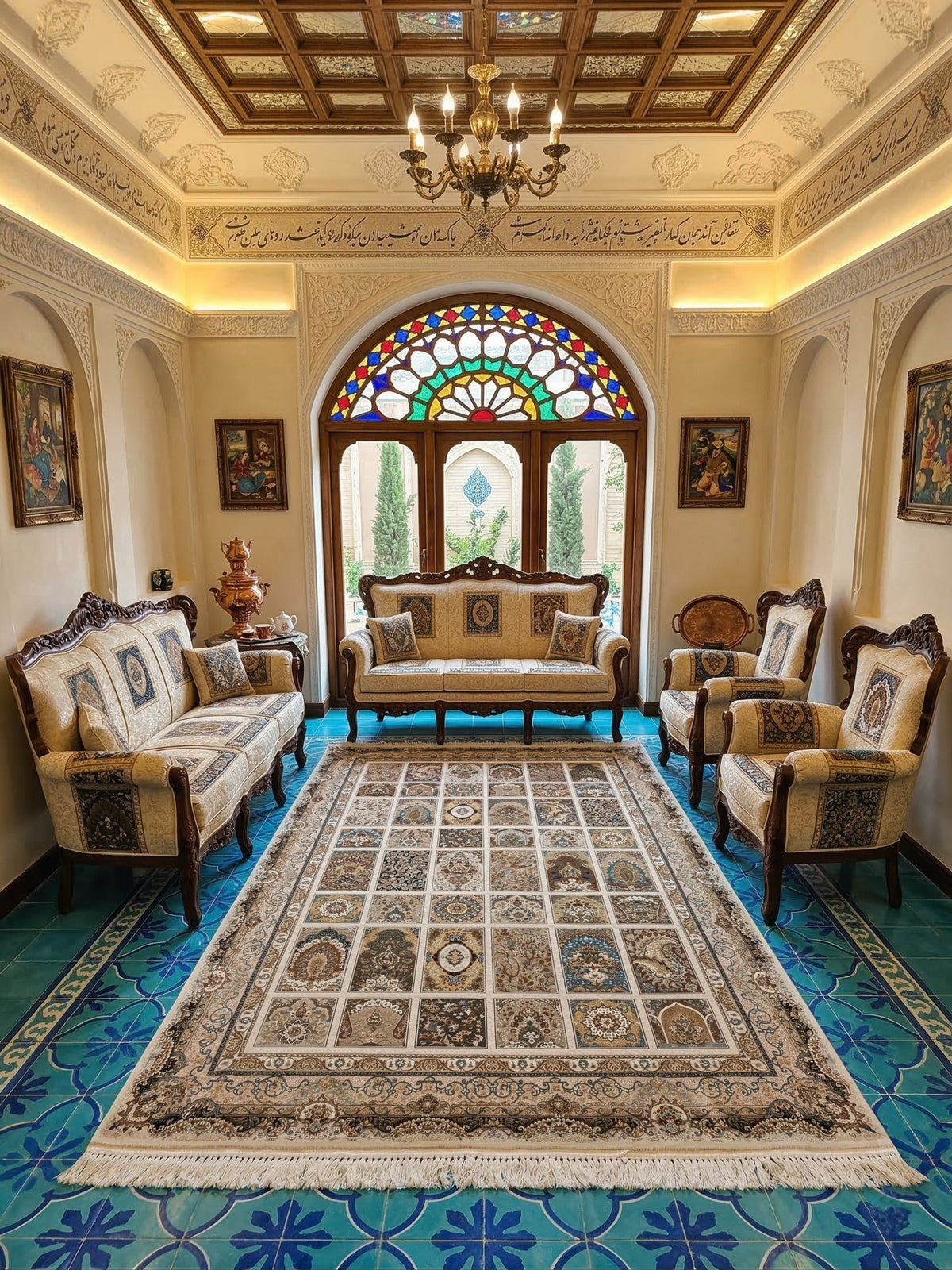 Shokoufeh Iranian Imported 1500 Reeds Cream Rug