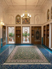 Afrah Iranian Imported 1500 Reeds Dark Green Rug