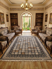 Benazir Iranian Imported 1500 Reeds Black Rug