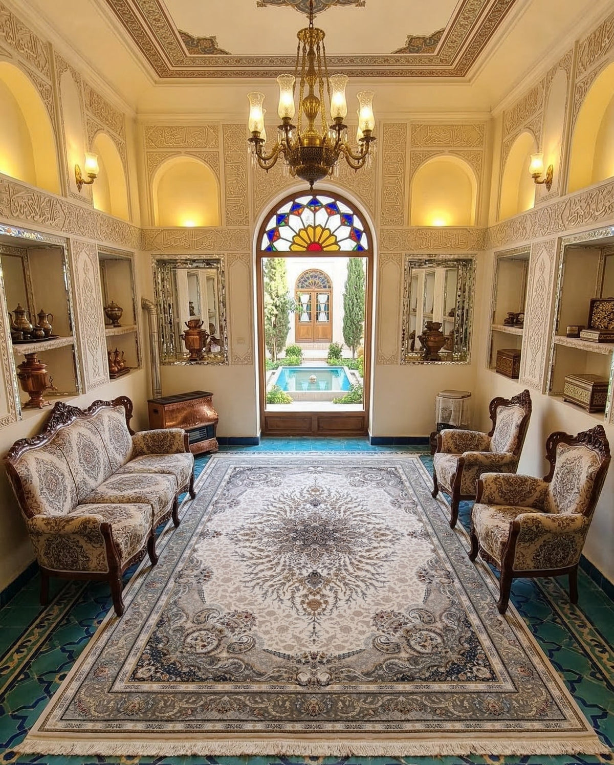 Asma Iranian Imported 1500 Reeds Beige Rug