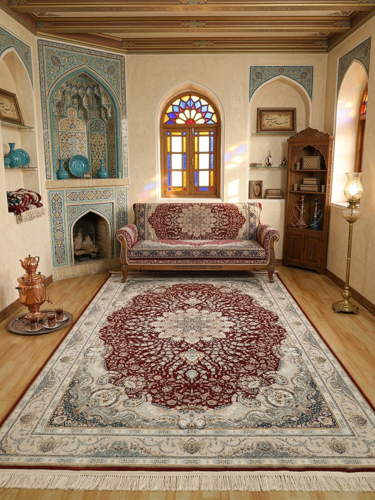 Sayidah Iranian Imported 1500 Reeds Red Rug