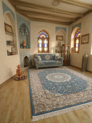 Lujain Iranian Imported 1500 Reeds Dark Blue Rug