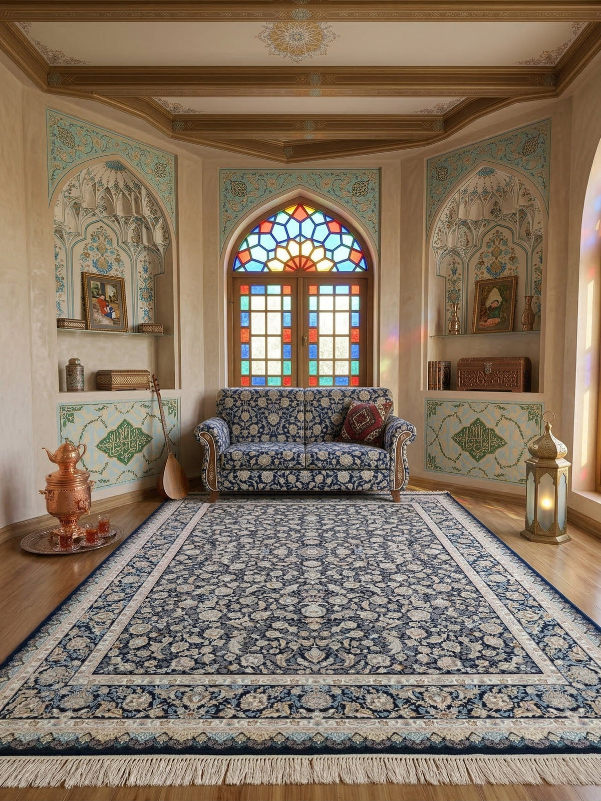 Zohri Iranian Imported 1500 Reeds Black Rug