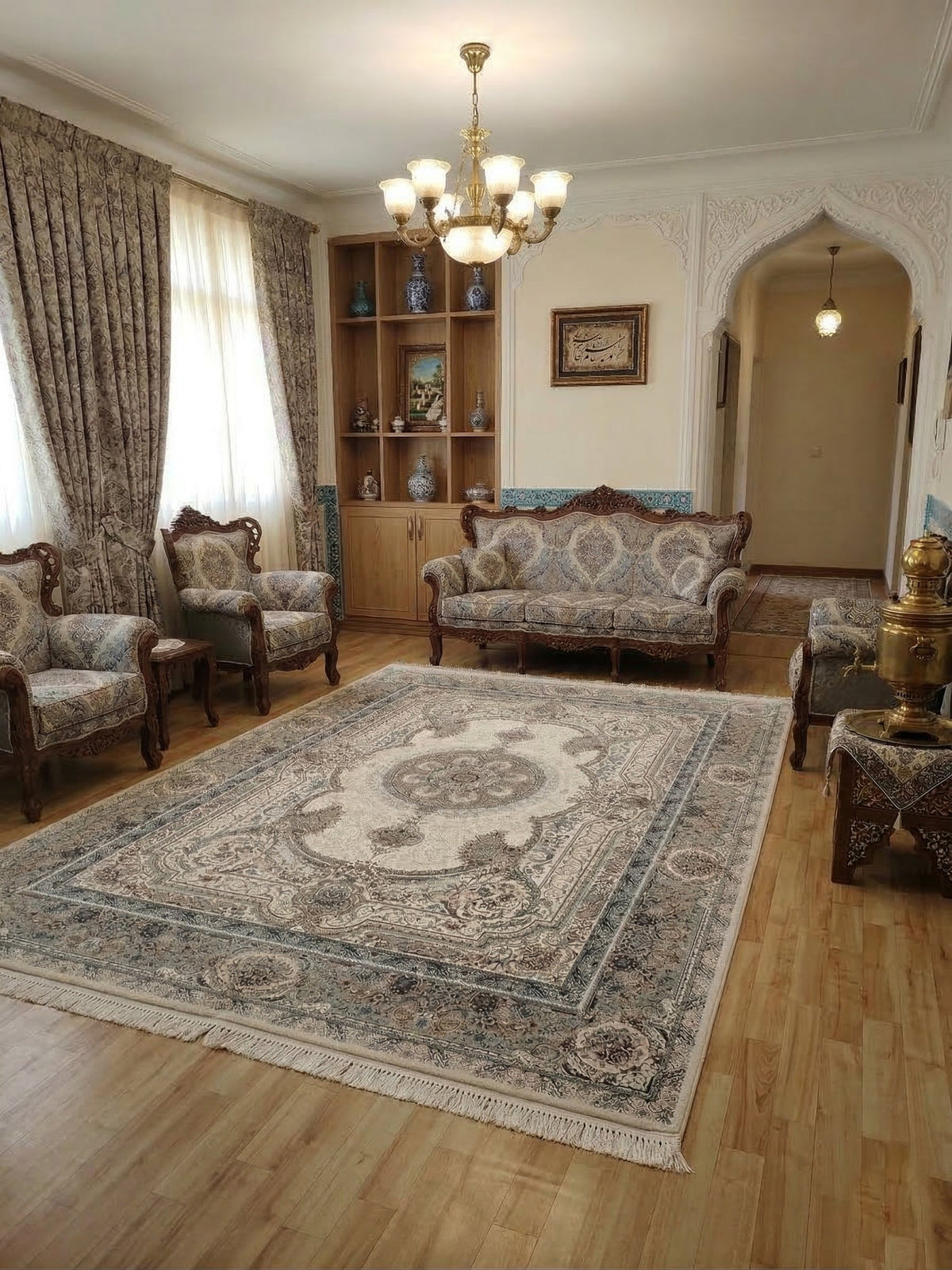 Mashal Iranian Imported 1500 Reeds Cream Rug