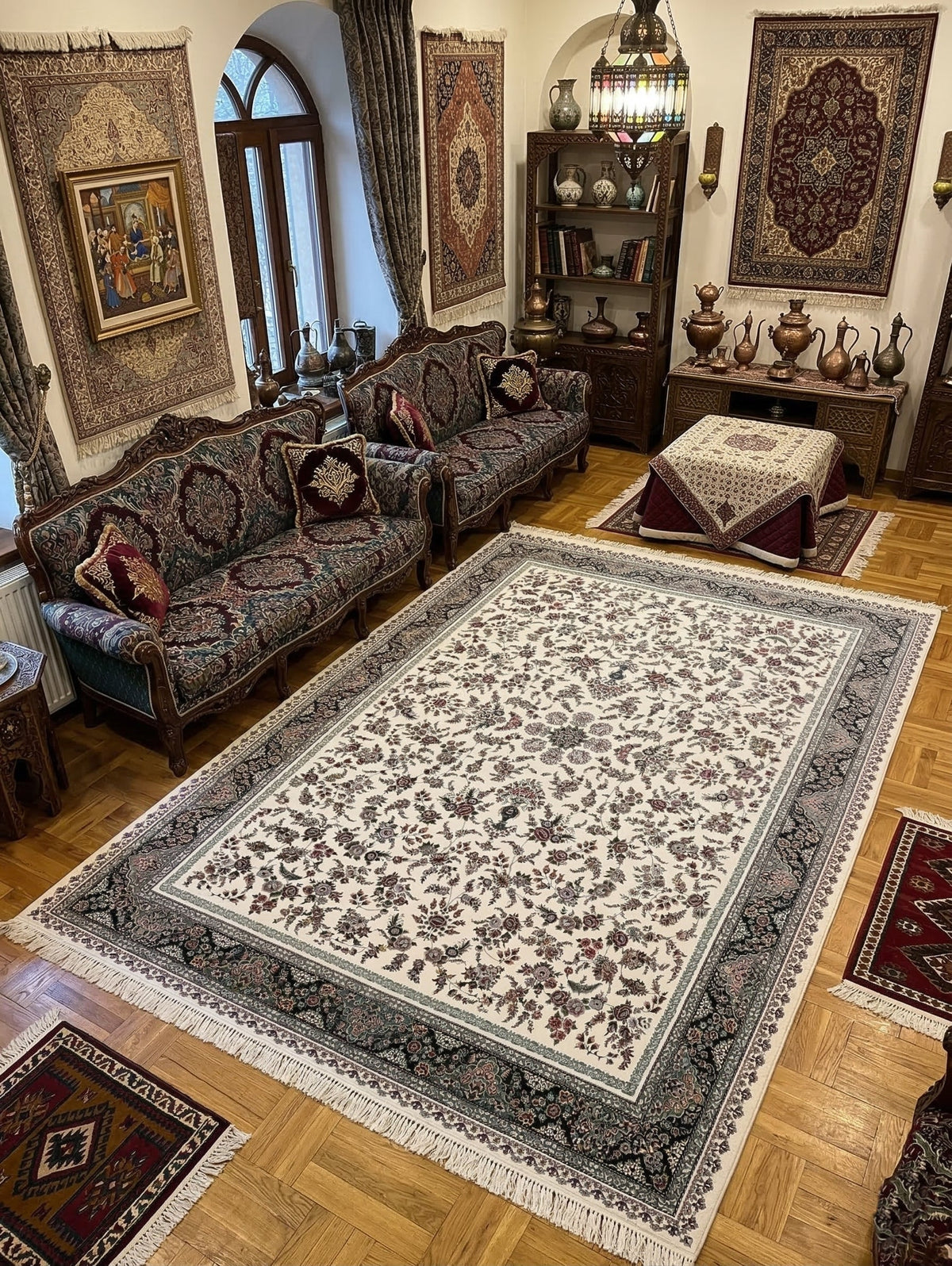 Gauhar Iranian Imported 1500 Reeds Off White Rug
