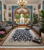 Badra Iranian Imported 1500 Reeds Black Rug