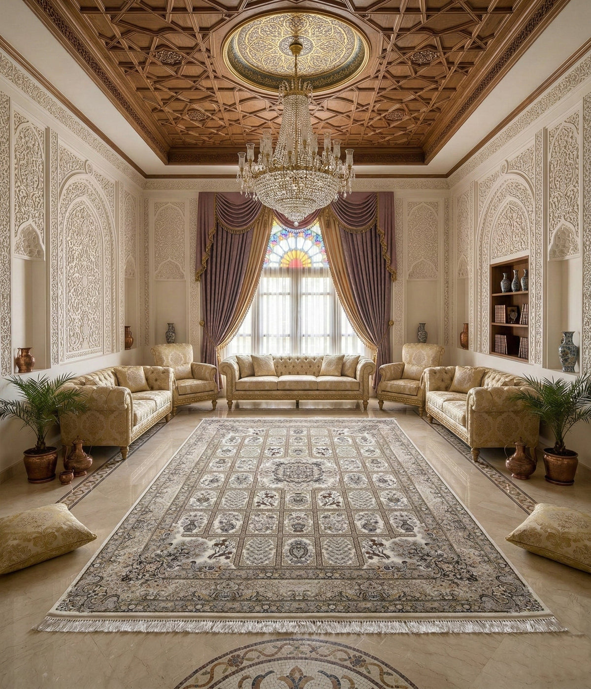 Bilqis Iranian Imported 1500 Reeds Dark Beige Rug