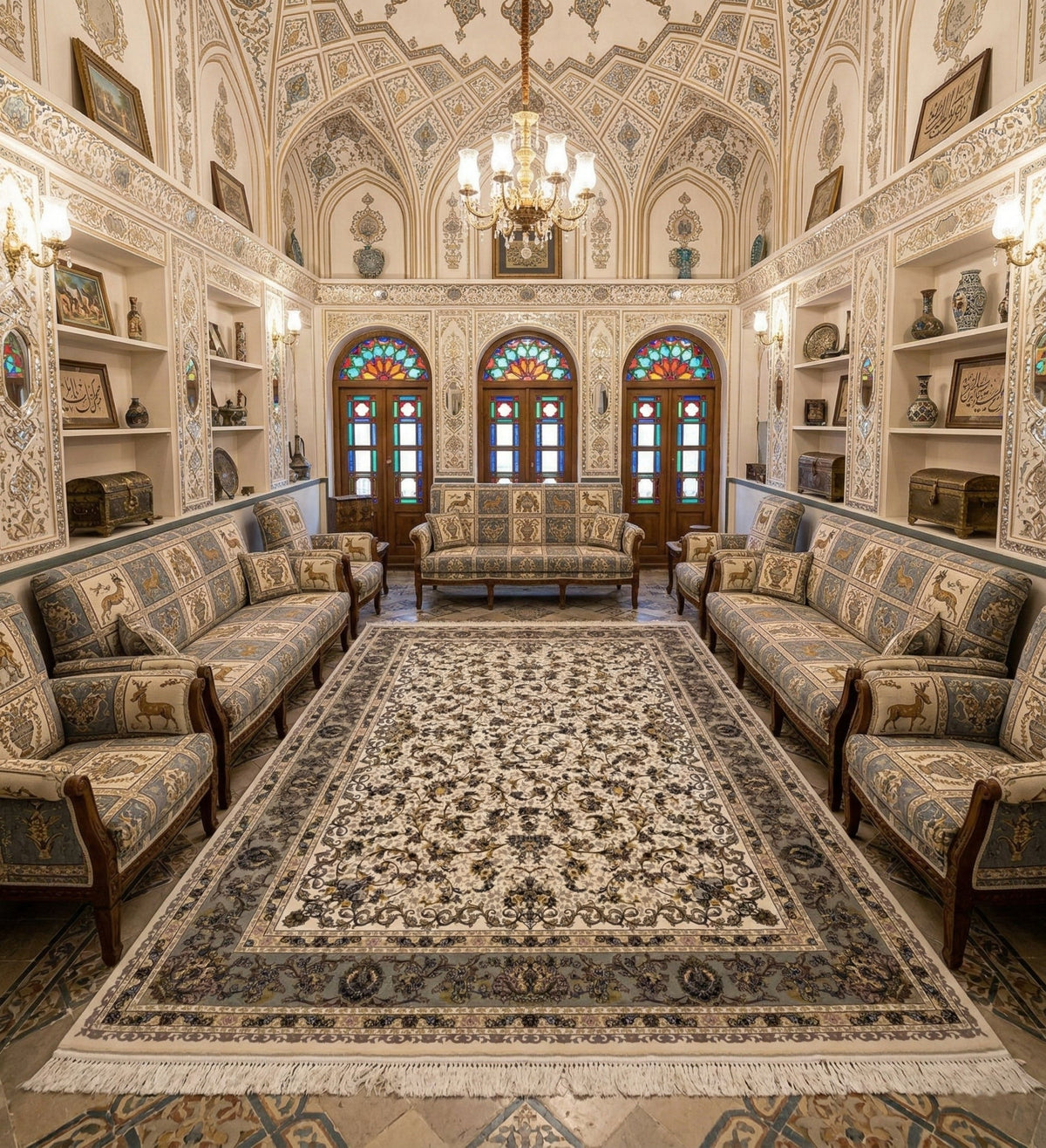 Bisharah Iranian Imported 1500 Reeds Off White Rug