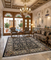 Darya Iranian Imported 1500 Reeds Black Rug