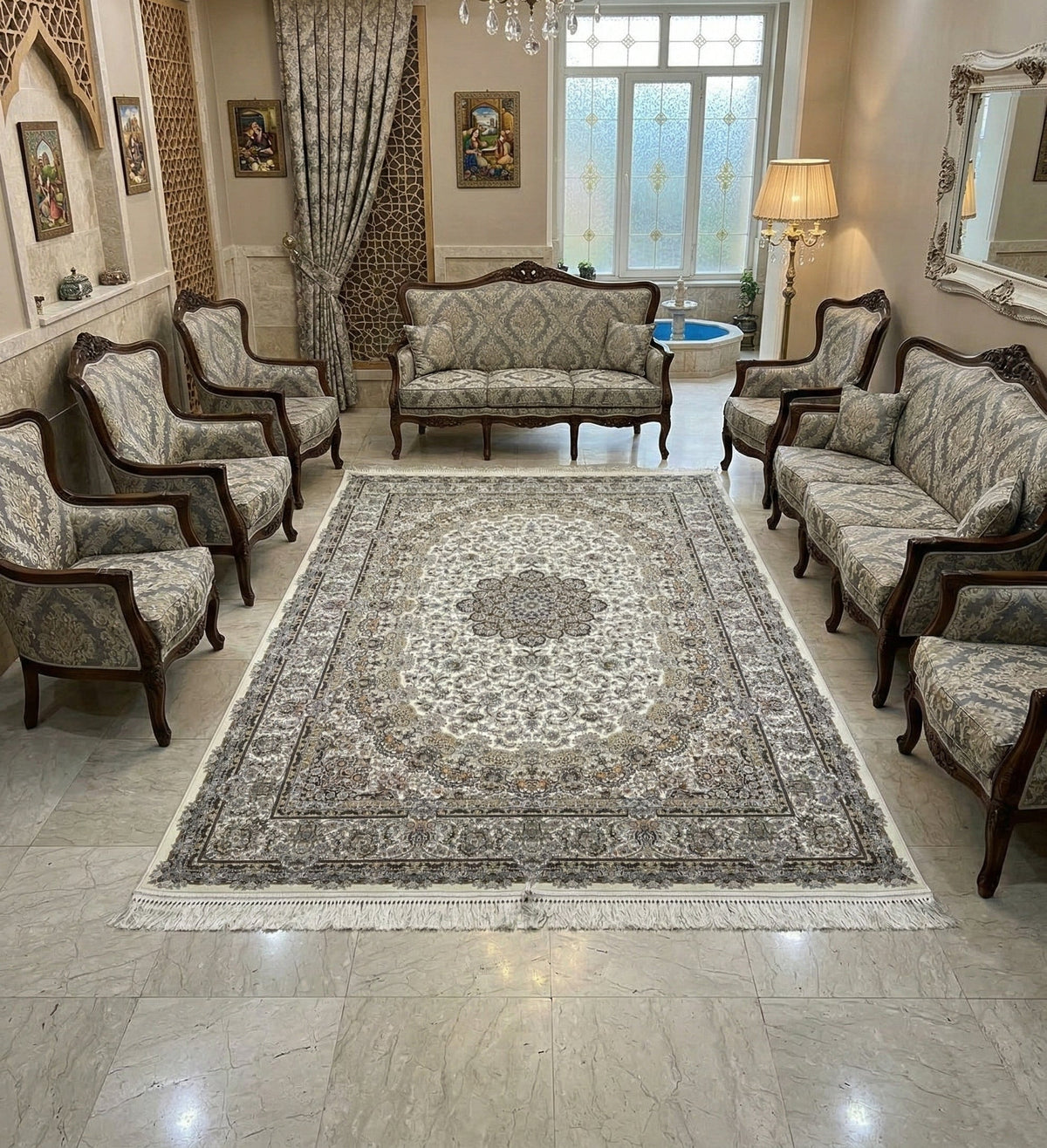 Maria Iranian Imported 1500 Reeds Off White Rug