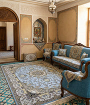Afifah Iranian Imported 1500 Reeds Blue Rug