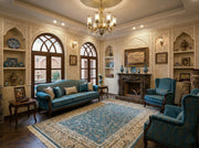 Laleh Iranian Imported 1500 Reeds Blue Rug