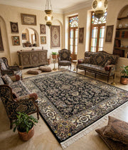 Amatullah Iranian Imported 1500 Reeds Black Rug