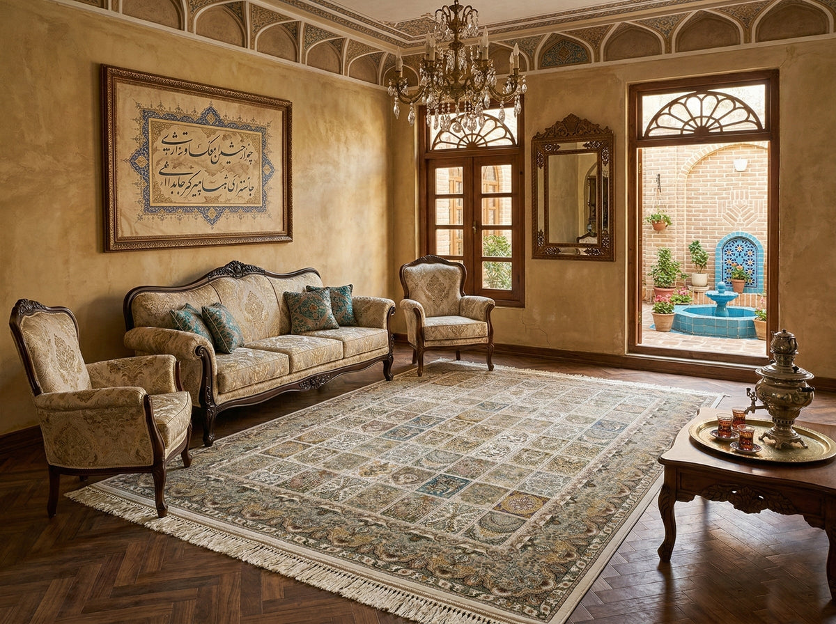 Niloufar Iranian Imported 1500 Reeds Off White Rug