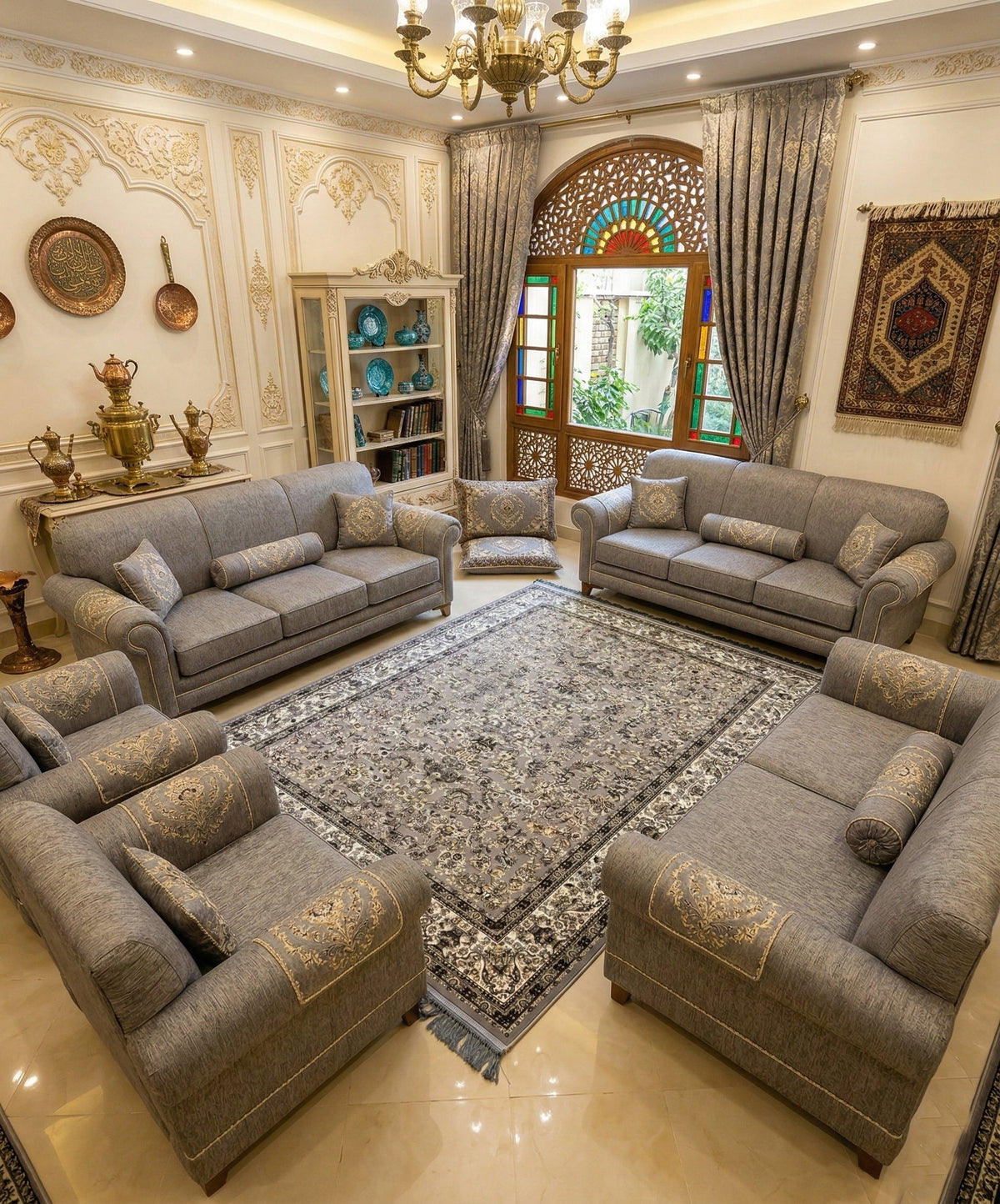 Hadiyah Iranian Imported 1500 Reeds Grey  Rug