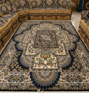 Hannah Iranian Imported 1500 Reeds Black Rug
