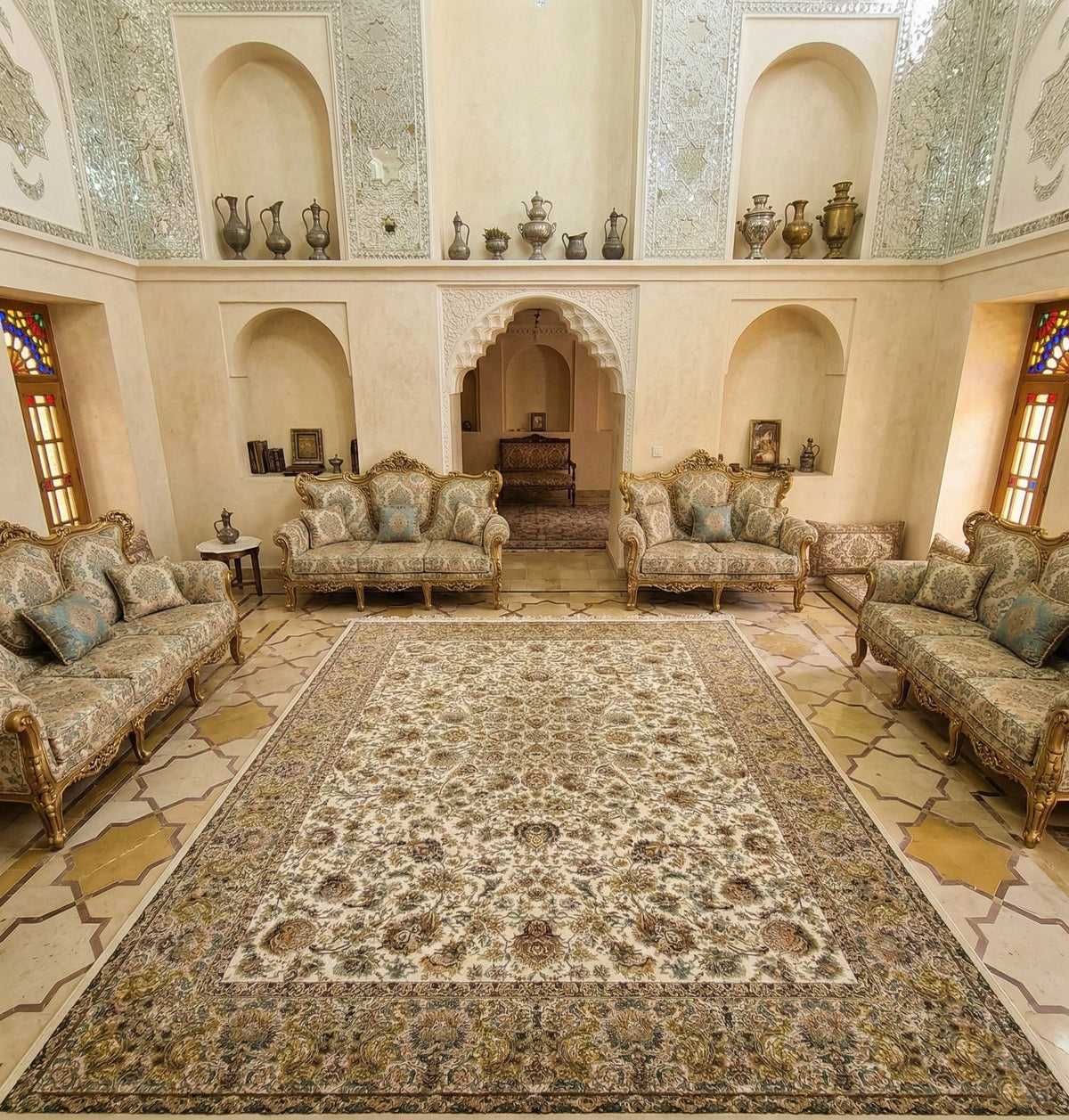 Hidaya Iranian Imported 1500 Reeds Off White Rug