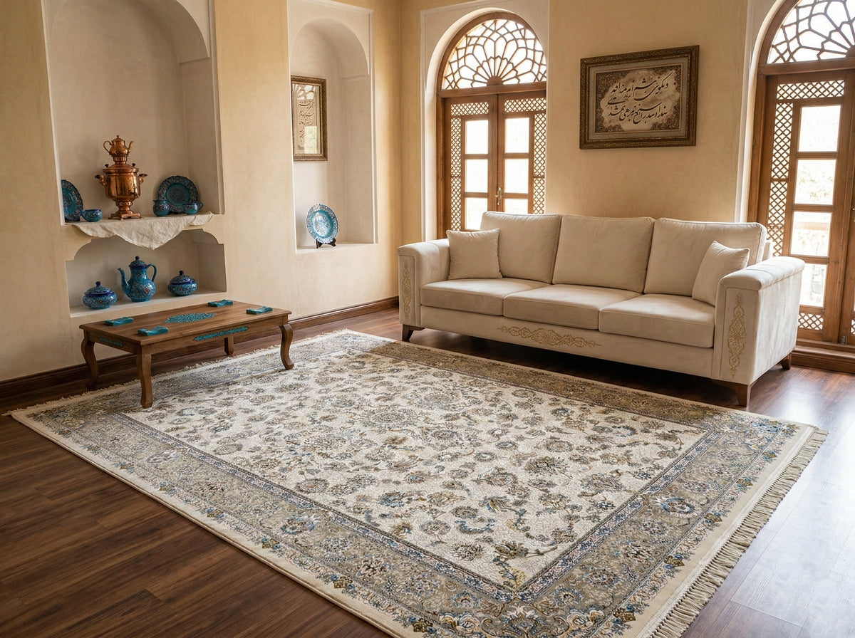 Setareh Iranian Imported 1500 Reeds Cream Rug
