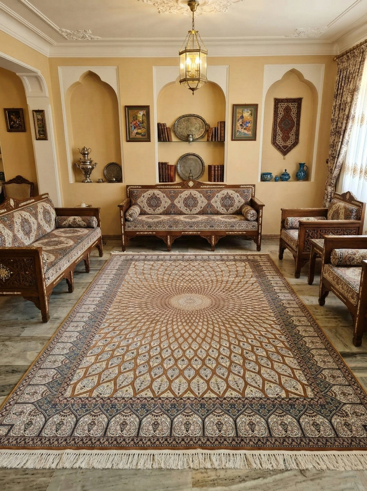 Jawhara Iranian Imported 1500 Reeds Orange Rug