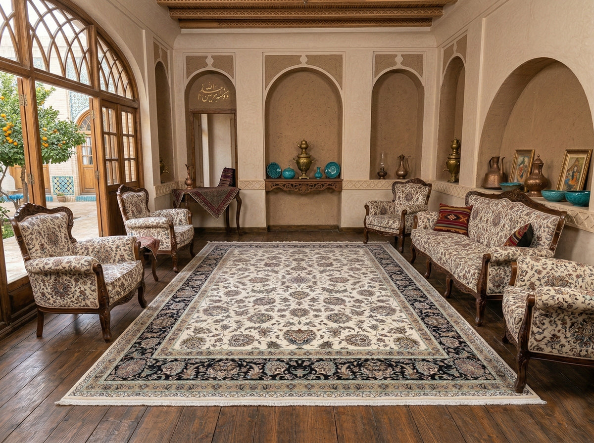 Jumanah Iranian Imported 1500 Reeds Off White Rug