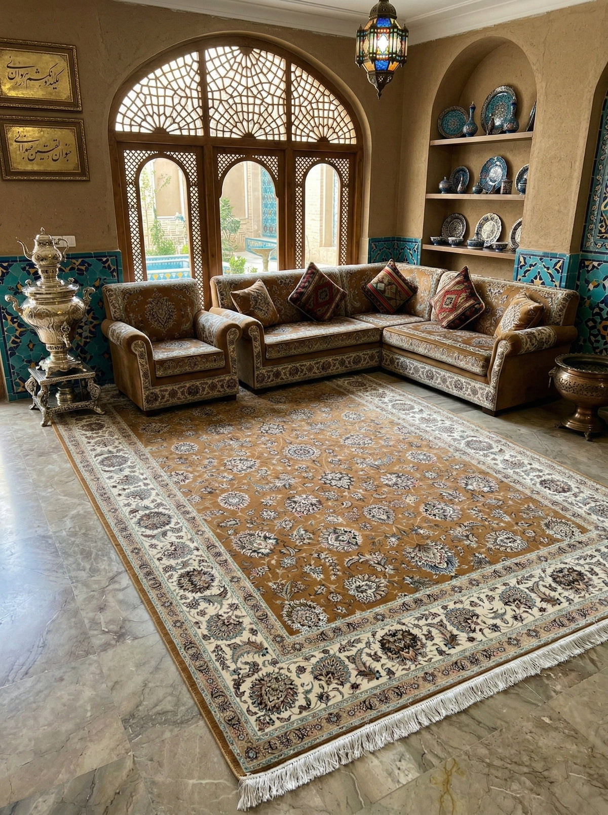Juwairiyah Iranian Imported 1500 Reeds Orange Rug