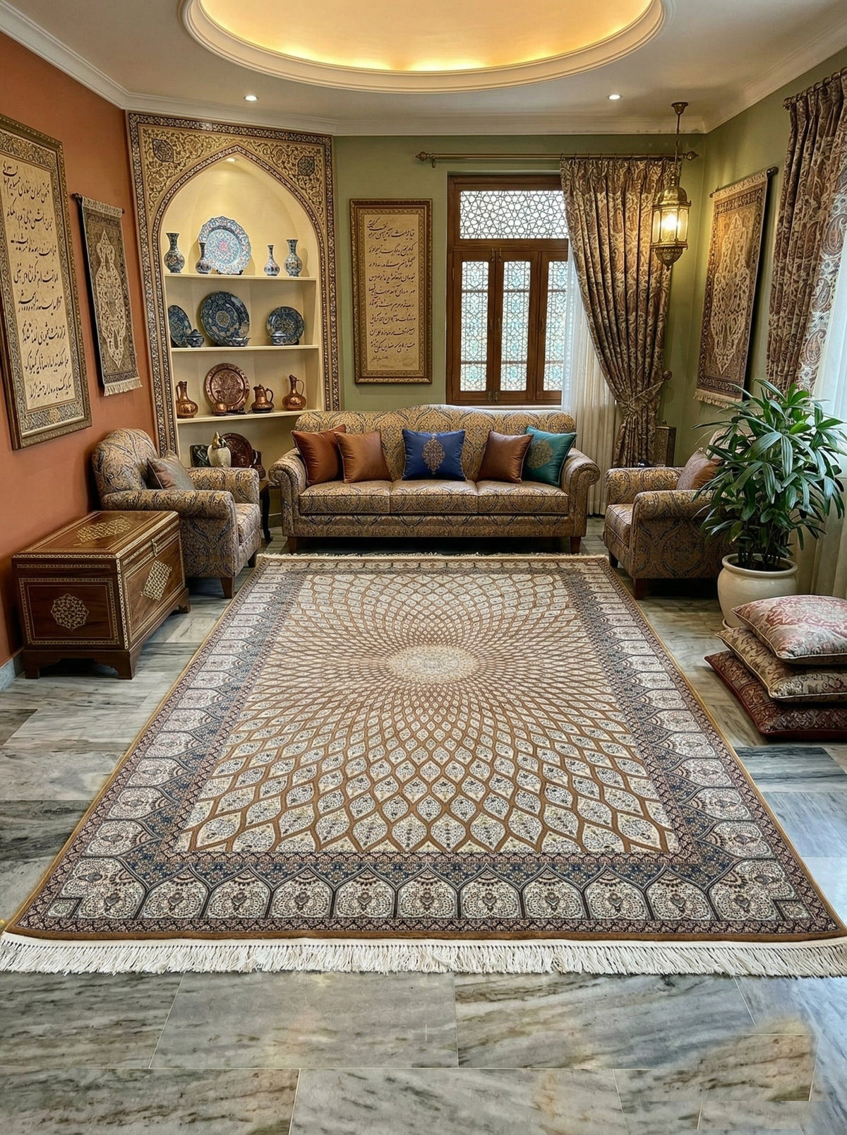Lazina Iranian Imported 1500 Reeds Orange Rug
