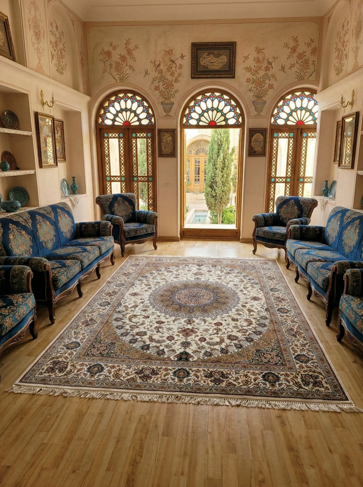 Nusaiba Iranian Imported 1500 Reeds Off White Rug