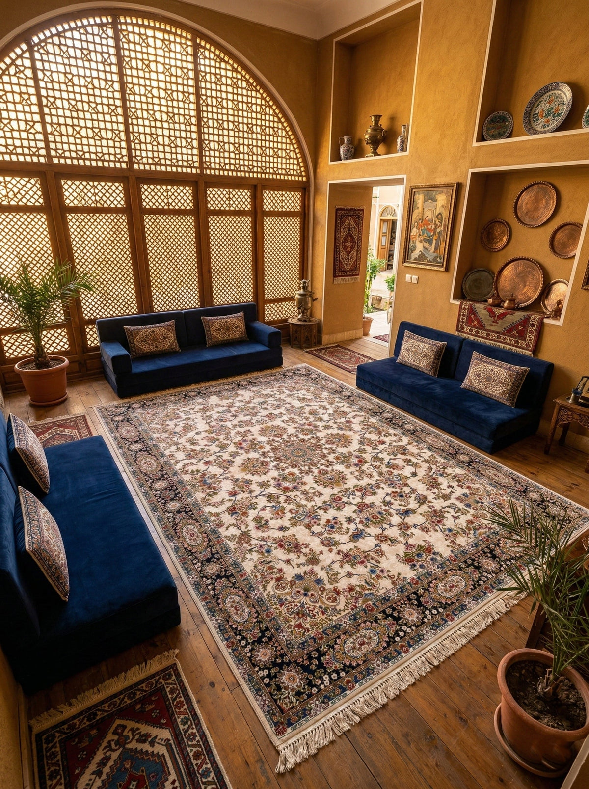 Qasoomah Iranian Imported 1500 Reeds White Rug
