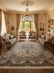 Qudsia Iranian Imported 1500 Reeds Off Grey Rug