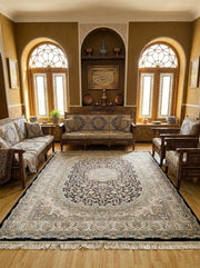Radiyah Iranian Imported 1500 Reeds Black Rug