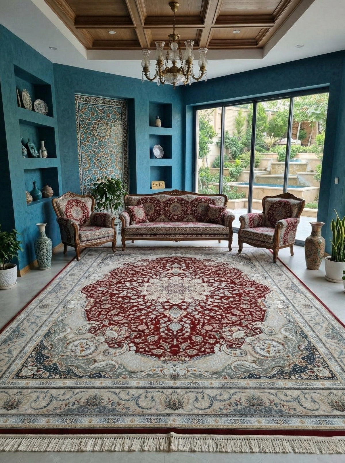Rashida Iranian Imported 1500 Reeds Red Rug