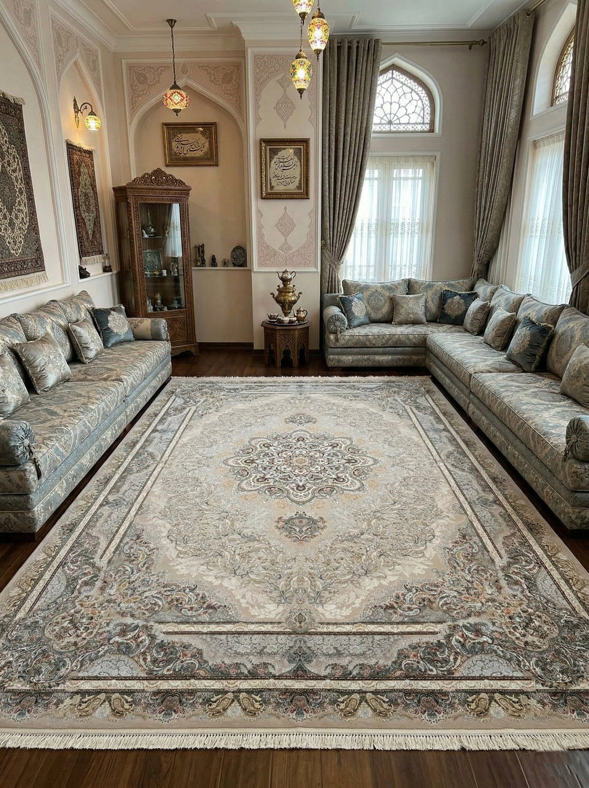 Rayna Iranian Imported 1500 Reeds Beige Rug