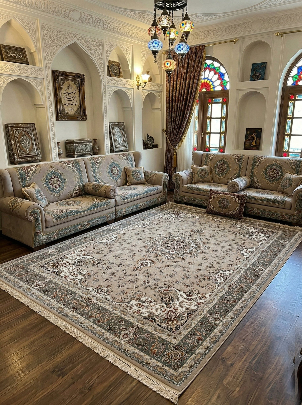 Rehana Iranian Imported 1500 Reeds Cream Rug