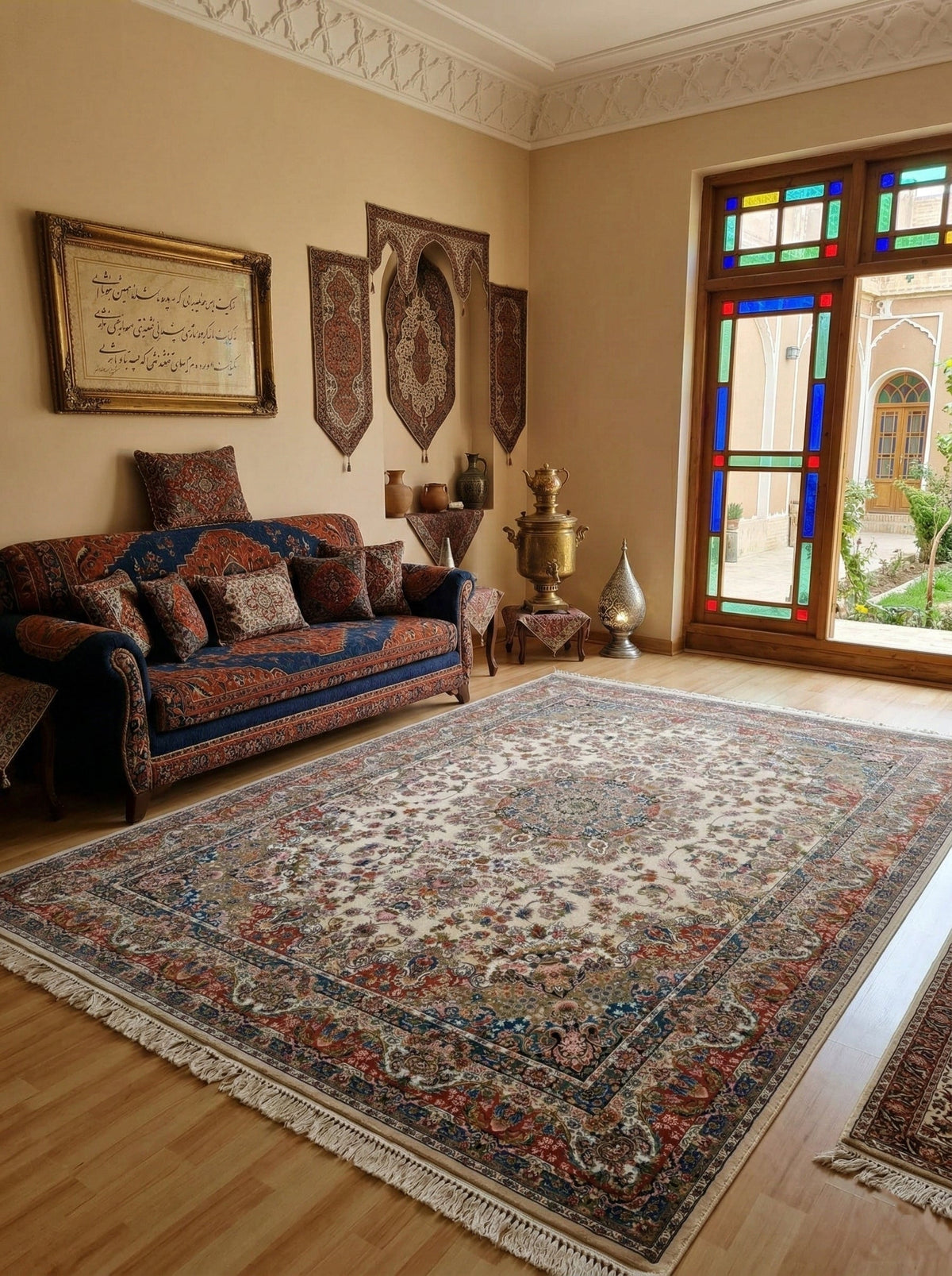 Rukaya Iranian Imported 1500 Reeds White Rug