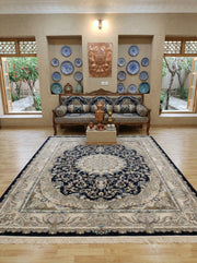 Rumaisa Iranian Imported 1500 Reeds Black Rug