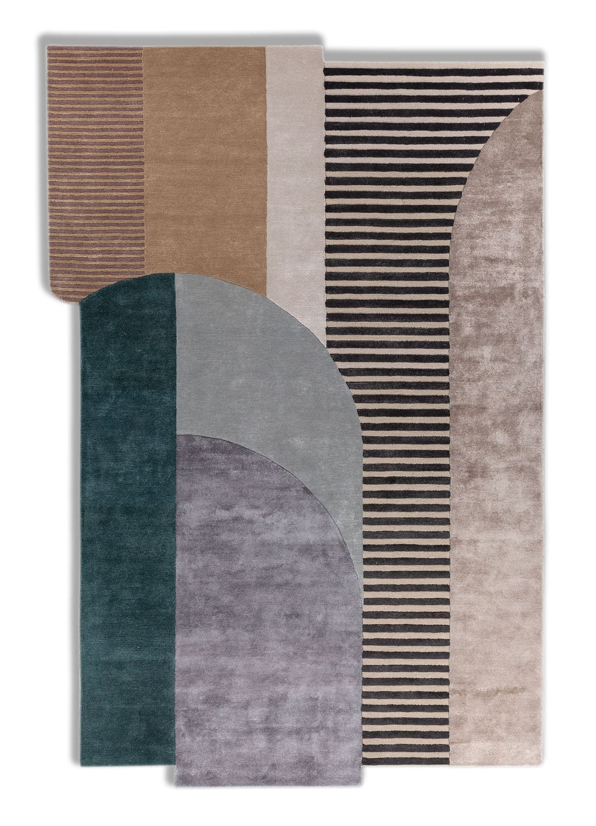 Irregular Multicolor Hand Tufted New Zealand Wool & Viscose Rug
